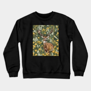 Nebraskan White Tailed Deer Surrounded By Goldenrod 2 Crewneck Sweatshirt